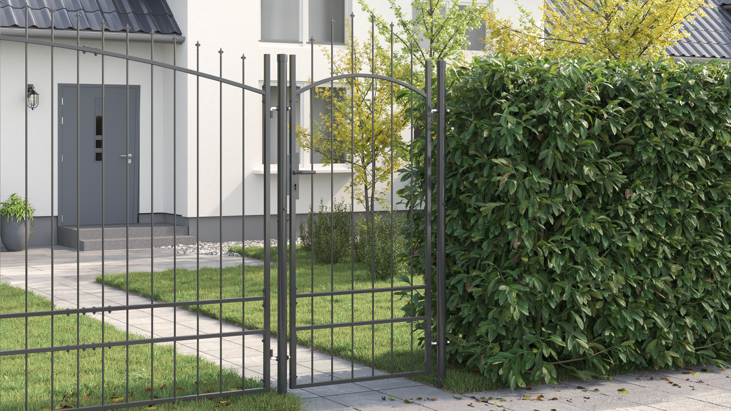 Garden Gate with Lock Grey 100 x 200 cm Steel