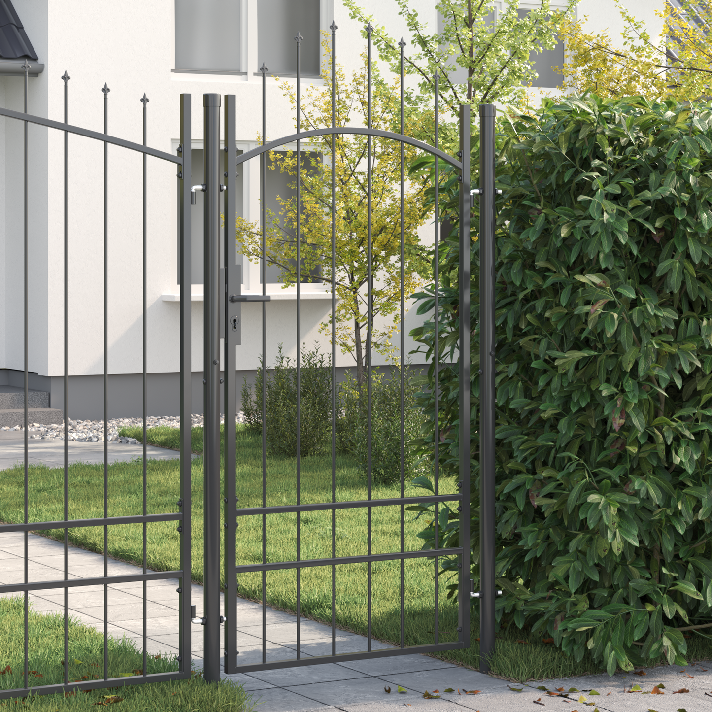 Garden Gate with Lock Grey 100 x 200 cm Steel