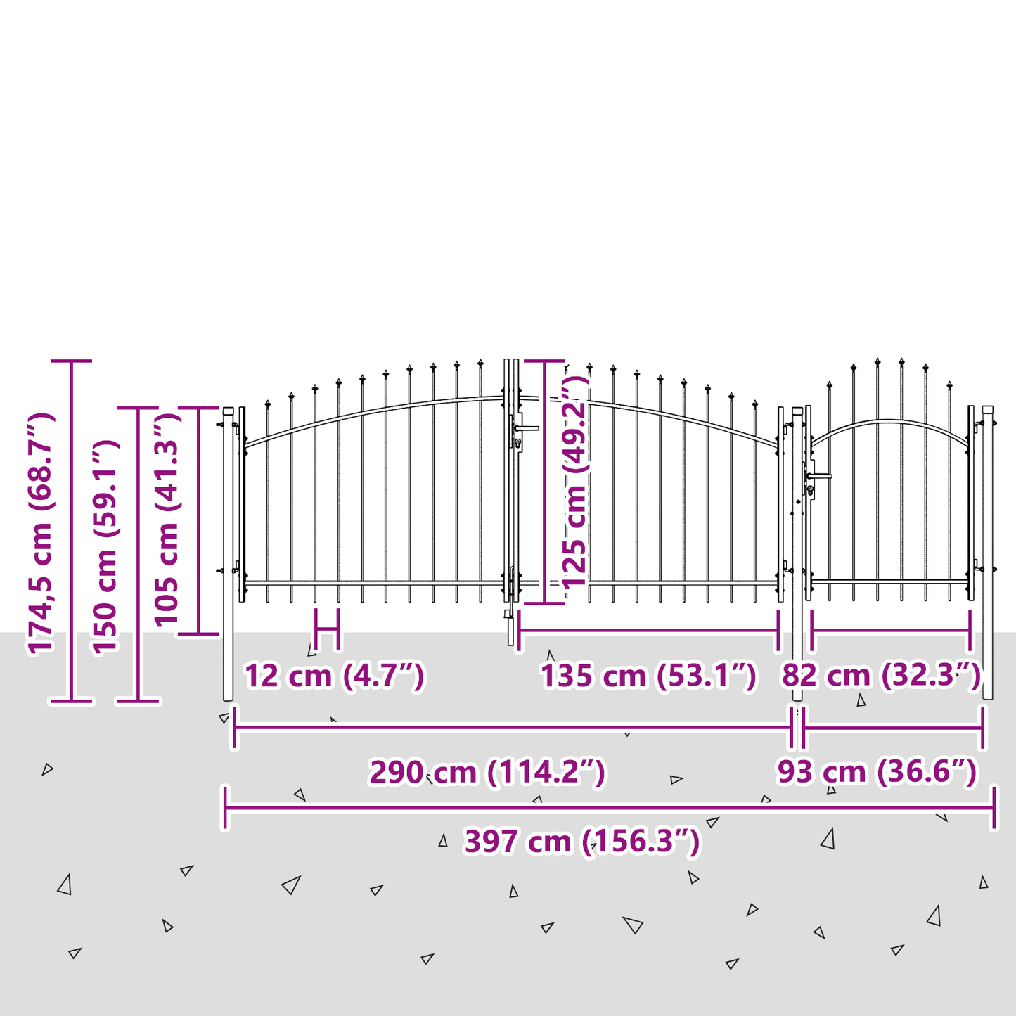 Garden Gate Black 125 x 400 cm