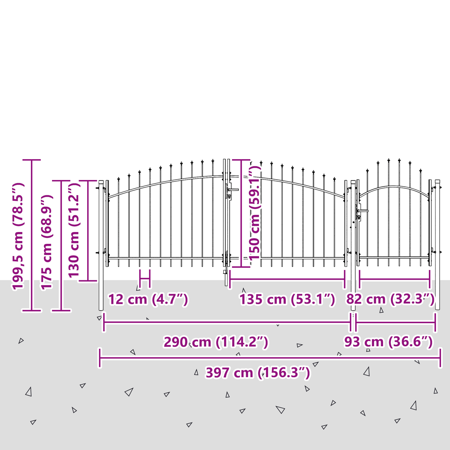 Garden Gate Black 150 x 400 cm