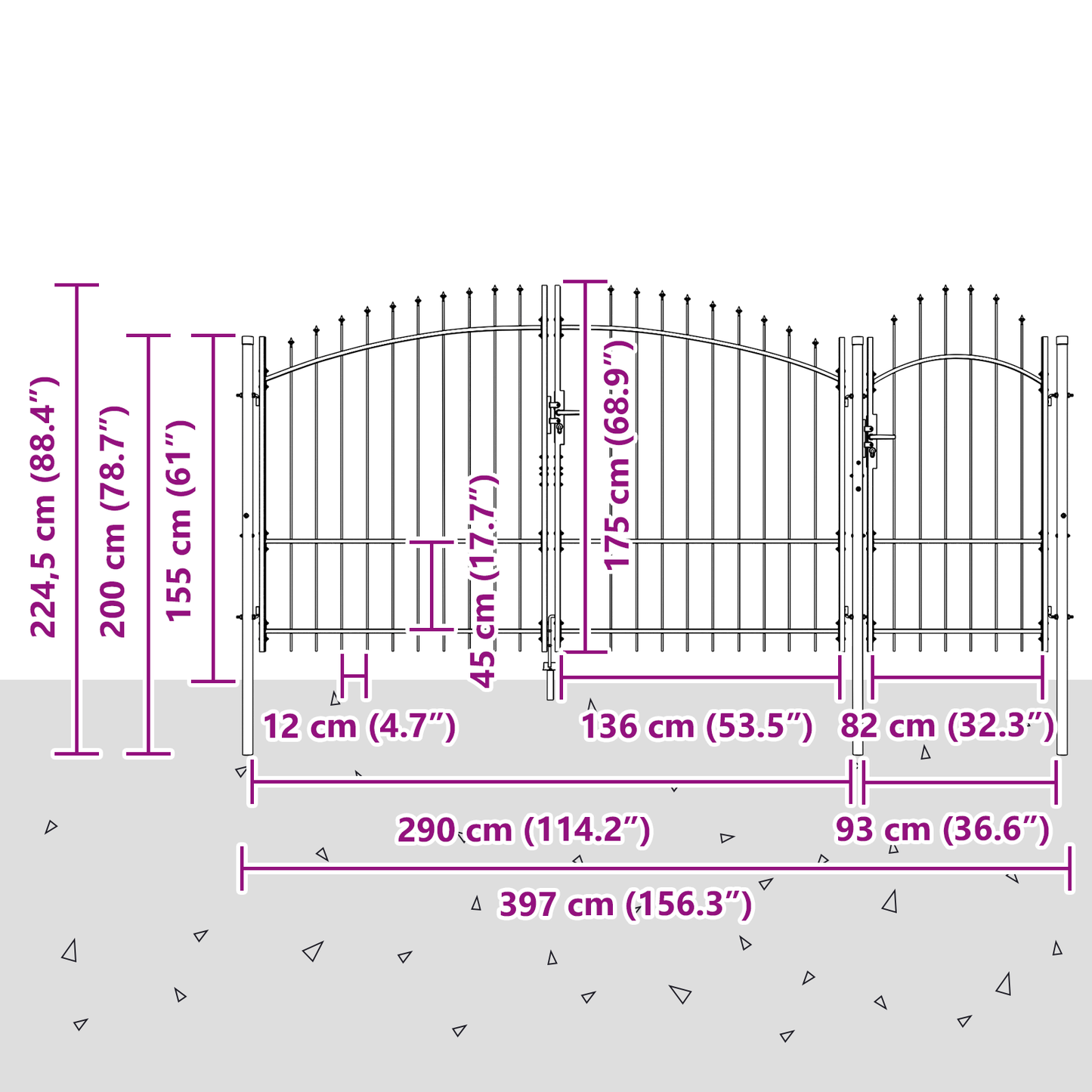 Garden Gate Black 175 x 400 cm