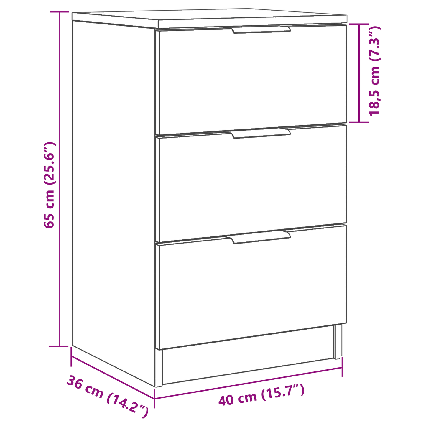 Bedside Cabinet Black oak 40 x 65 x 65 cm Engineered wood