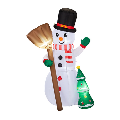 1.85M Lighted Christmas Inflatable Decoration, Inflatable Snowman Holding Groom, Funny Blow Up Yard Decorations with Built-in LED Lights for Holiday Party Front Yard Lawn Garden Decor