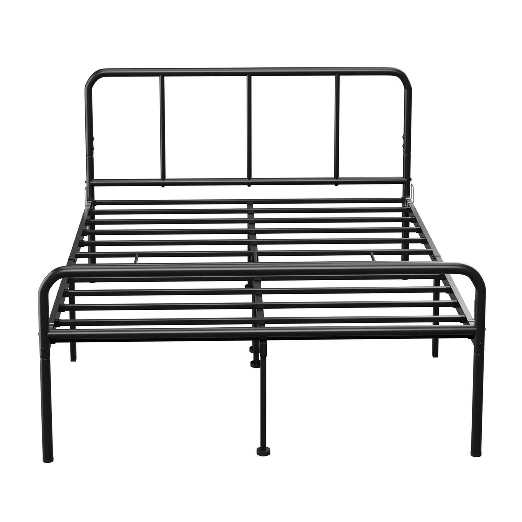 Extra Strong Double Metal Bed Frame with Rounded Head and Foot Board In Black - Improved