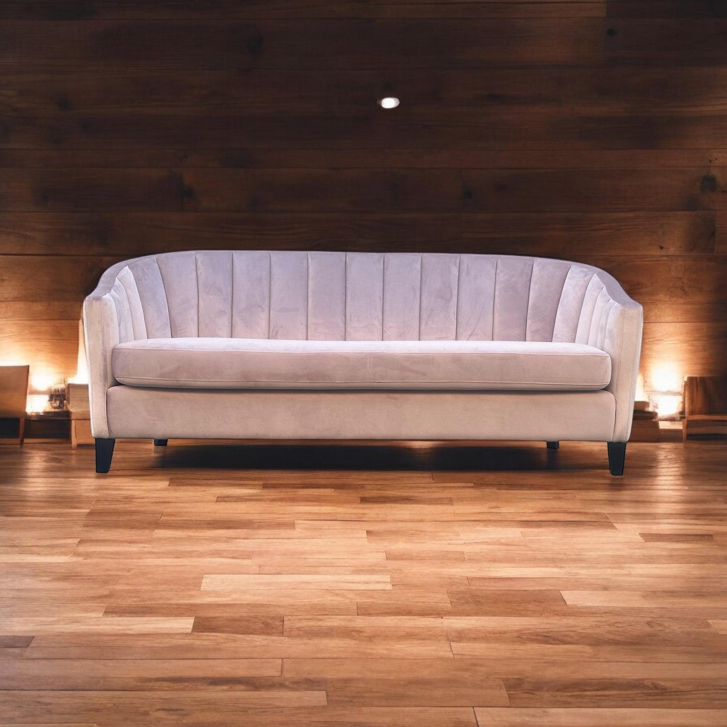 189CM 3 SEATER PINK VELVET SOFA