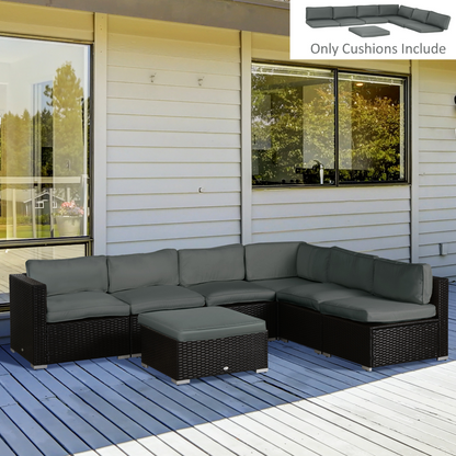 Replacement Cushions for Rattan Furniture, 7 Seat Cushions and 7 Back Cushions