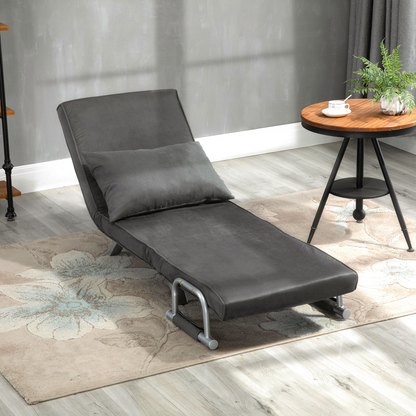 Sofa Bed Foldable Portable Armchair Sleeper Lounge  Pillow Dark Grey