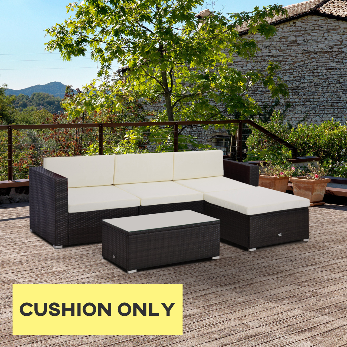 Cushion Pad Set for Rattan Furniture, 7 Piece Garden,Cream