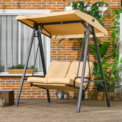 Outsunny 2 Seater Garden Outdoor Swing Chair Hammock with Adjustable Canopy