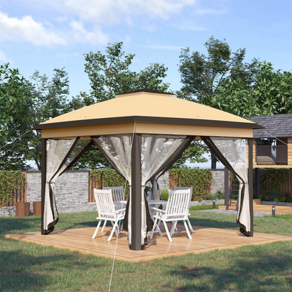 Pop Up Gazebo Height Adjustable Canopy Tent w/ Carrying Bag, Beige