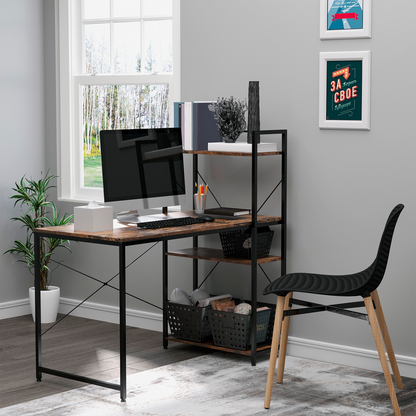 Computer Desk PC Table Study Workstation Home Office 4-tier Bookshelf Storage