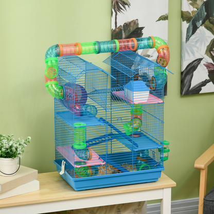 5 Tiers Hamster Cage Animal Travel Carrier Habitat W/ Accessories Pawhut