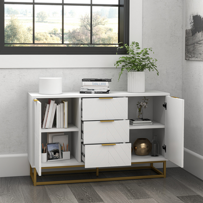 Modern Storage Cabinet Freestanding Cupboard with 3 Drawers for Dining Room