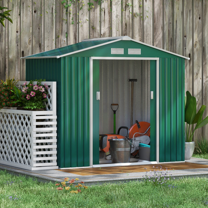 Outsunny Green Garden Shed with Locking Doors, Floor Foundation & Ventilation