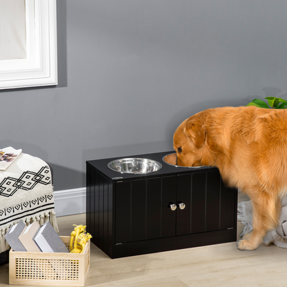 Raised Dog Bowls for Large Dogs Feeding Station Stand, Storage -  Pawhut