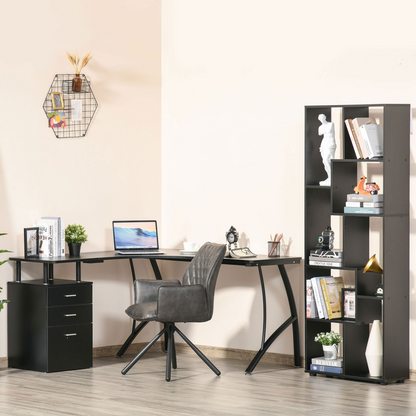 L-Shaped Corner PC Desk Table w/ Drawer Home Office Workstation, Black HOMCOM