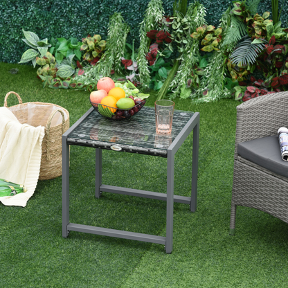 Rattan End Table Side Coffee Desk Outdoor Patio Garden Furniture