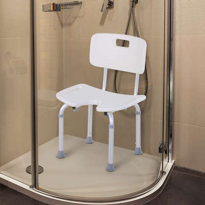 HOMCOM Adjustable Aluminum Shower Bath Stool Spa Chair Non-Slip Feet, Handle