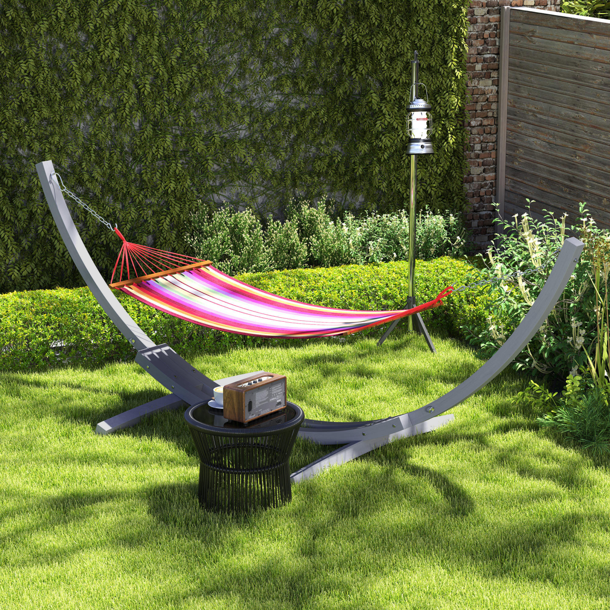 Solid Wood Crescent Arc Hammock Stand - Stylish & Sturdy Home Decor