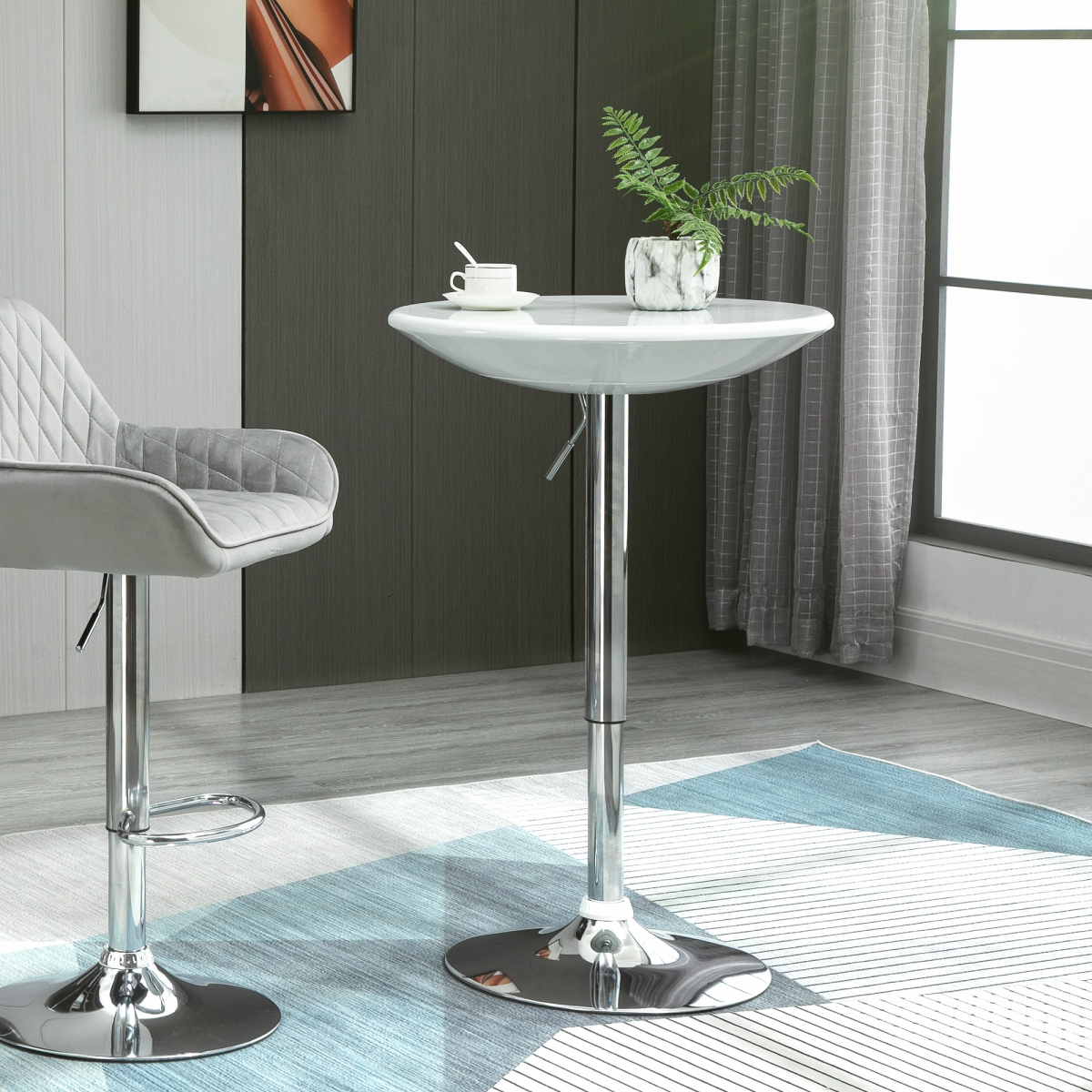 Painted Top Bistro Pub Table Adjustable Swivel Counter Home White