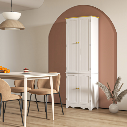 Freestanding Kitchen Cupboard 4-Door Storage Cabinet  4 Shelves, White