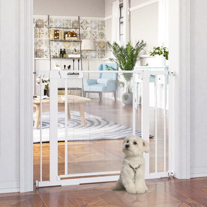 Pressure Fit Safety Gate for Doors, Dog Gate Auto Close, 75-103 cm White PawHut