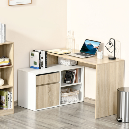 L-Shaped Corner Computer Desk  Oak and White