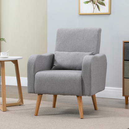 Nordic Leisure Lounge Sofa Accent Chair with Pillow for Bedroom Grey
