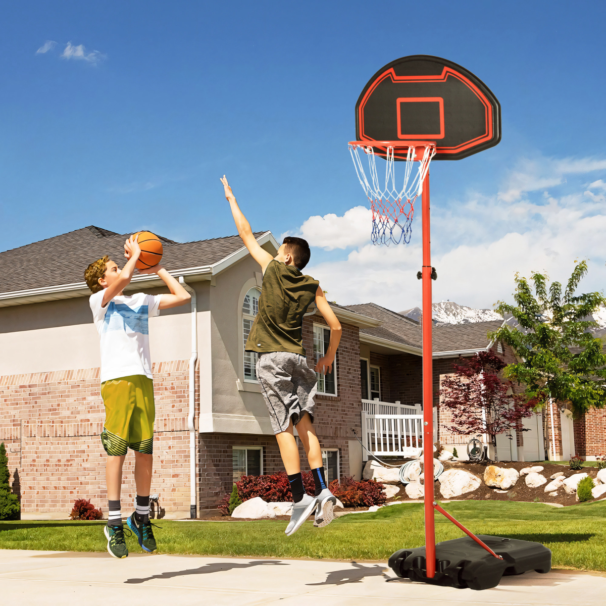 200-250cm Adjustable Basketball Hoop Backboard  w/ Wheels For Kids HOMCOM