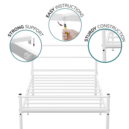 Extra Strong Single Metal Bed Frame In White - Improved