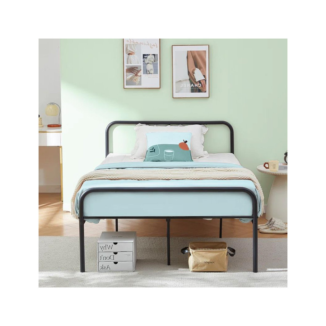 Extra Strong Single Metal Bed Frame In Black - Improved