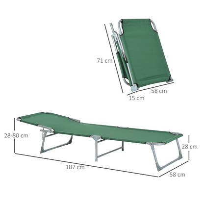 Camping Cot Picnic Sun Lounger Portable Folding Chair Patio Green Outsunny
