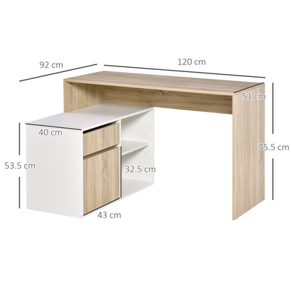 L-Shaped Corner Computer Desk  Oak and White