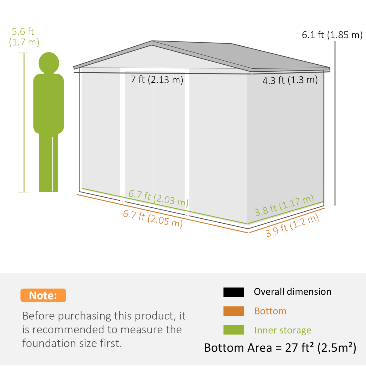 Brown Galvanized Garden Shed - Locking Doors, Ventilation and Floor Base