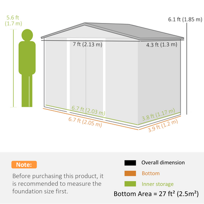 Brown Galvanized Garden Shed - Locking Doors, Ventilation and Floor Base