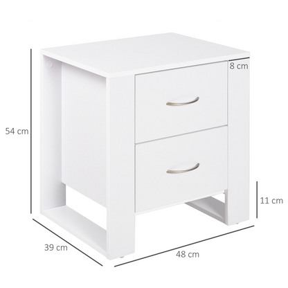 Particle Board 2-Drawer Bedside Table White