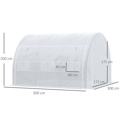 3 x 3 x 2 m Polytunnel Greenhouse Pollytunnel Tent w/ Steel Frame White