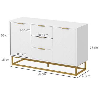 Modern Storage Cabinet Freestanding Cupboard with 3 Drawers for Dining Room