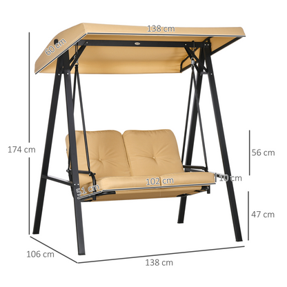 Outsunny 2 Seater Garden Outdoor Swing Chair Hammock with Adjustable Canopy