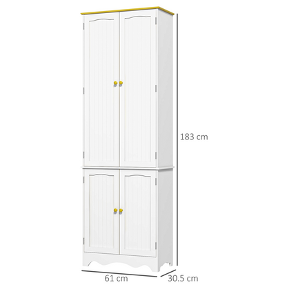 Freestanding Kitchen Cupboard 4-Door Storage Cabinet  4 Shelves, White