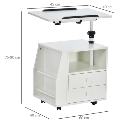 Particle Board 360 Rotation End Table w/ Storage Cabinet White
