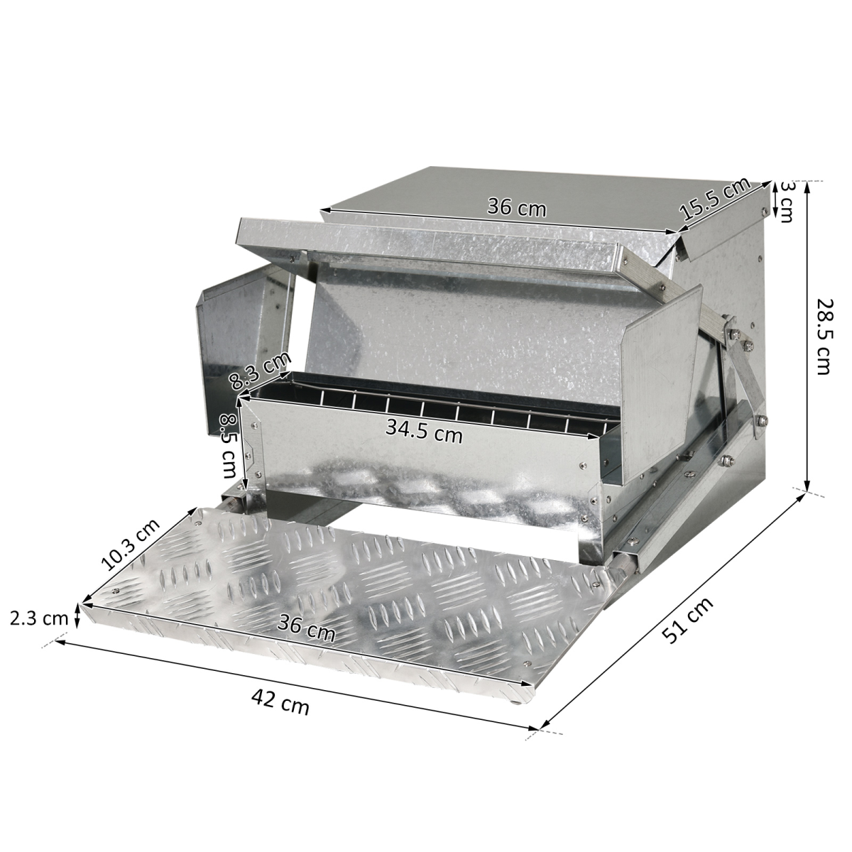 Automatic Chicken Feeder Galvanized Steel Poultry Feeders, 11.5kg of Feeds
