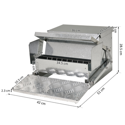 Automatic Chicken Feeder Galvanized Steel Poultry Feeders, 11.5kg of Feeds