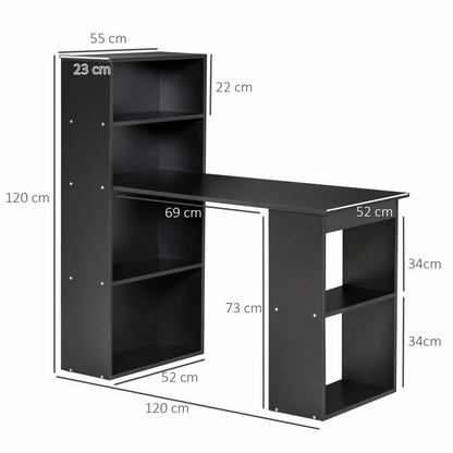 Computer Desk, 120Lx55Dx120H cm-Black
