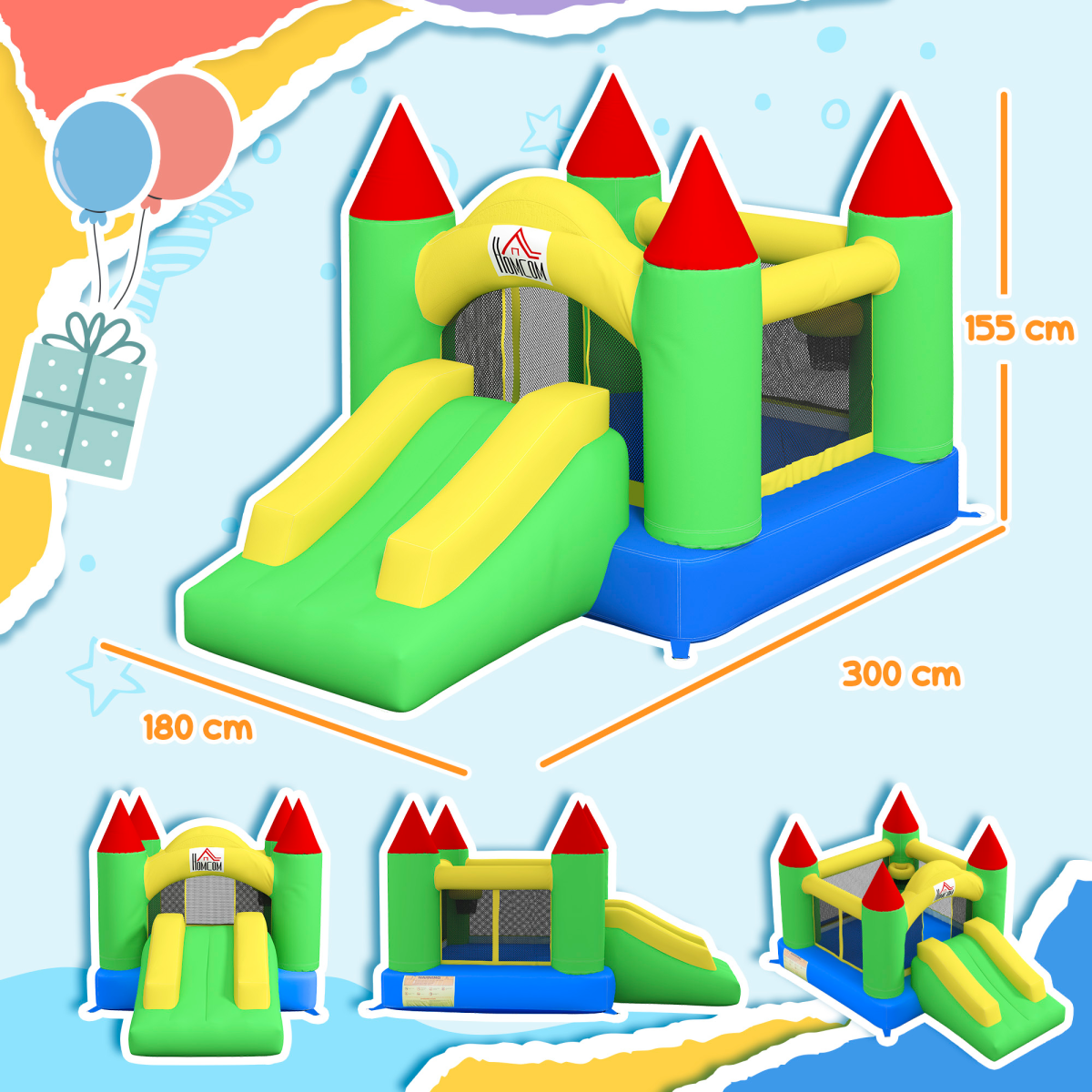 Bouncy Castle with Slide Inflatable Bouncer Kids Jumper Bounce Castle HOMCOM