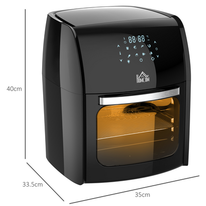 HOMCOM 12L Air Fryer Oven 8 Preset Modes Rapid Air Circulation 1800W Black