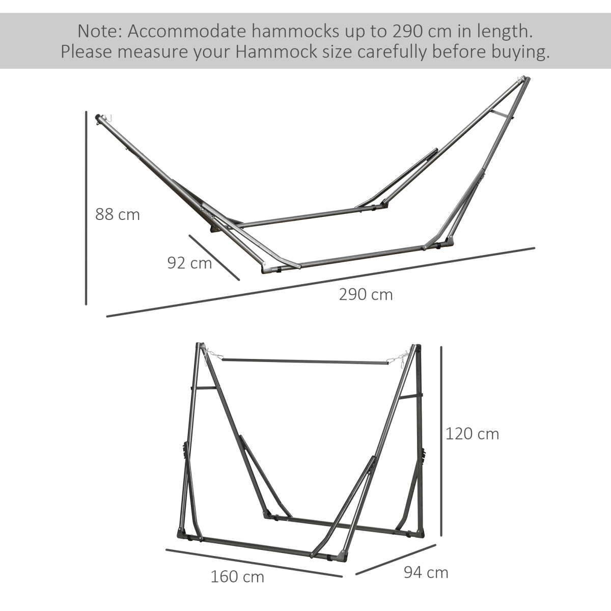 Outsunny Foldable Hammock Stand, 2 in 1 Hammock Net Stand & Clothes Drying Rack