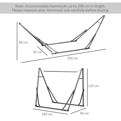 Outsunny Foldable Hammock Stand, 2 in 1 Hammock Net Stand & Clothes Drying Rack