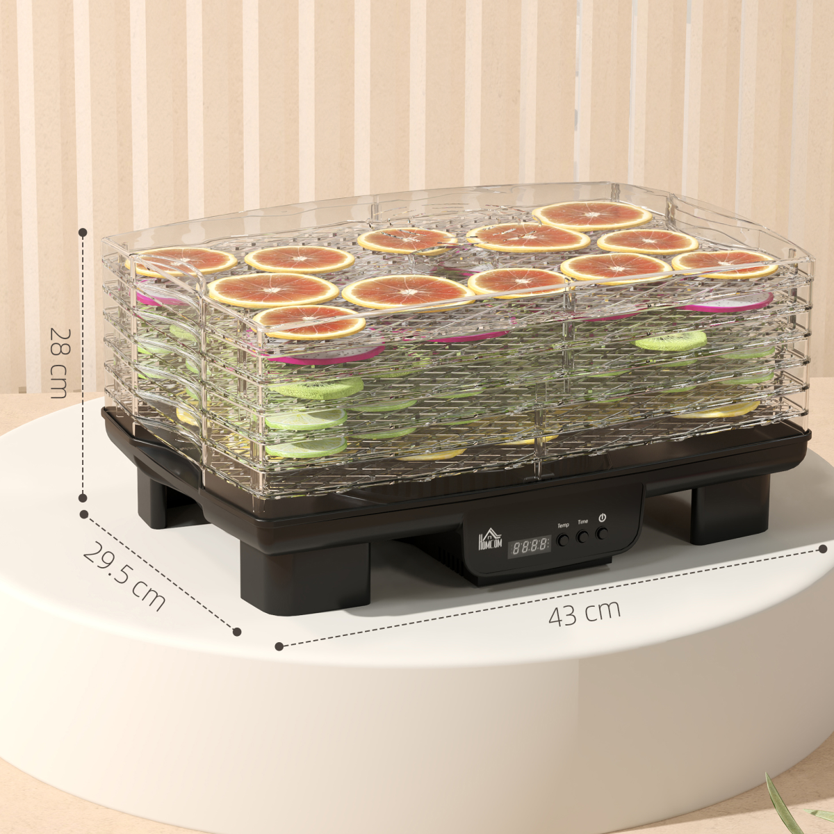 HOMCOM 6 Tray Food Dehydrator, Food Dryer Machine for Fruit Meat Vegetable