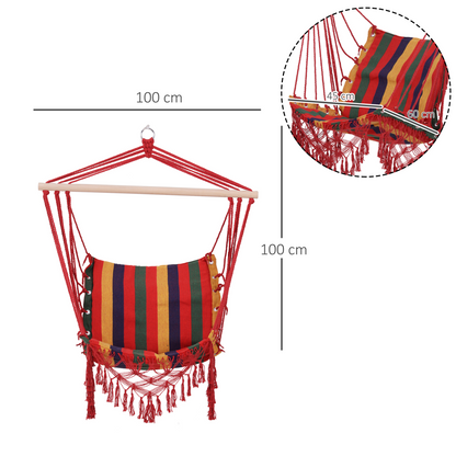Hammock Chair Swing Colourful Striped Seat Porch Indoor Outdoor Hanging Beach